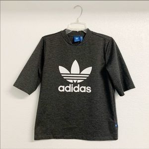 Adidas Gray White Thick Short Sleeve Shirt S